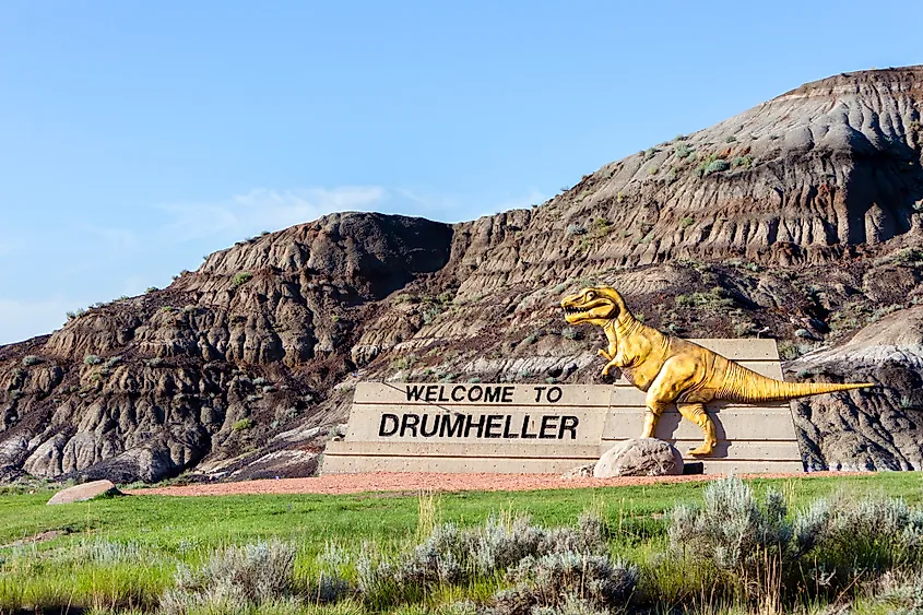 Downtown Drumheller, Alberta, in the Canadian Badlands.