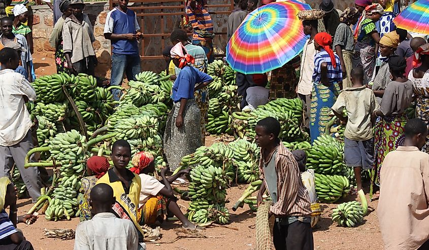 Burundian people at the market, Burundi