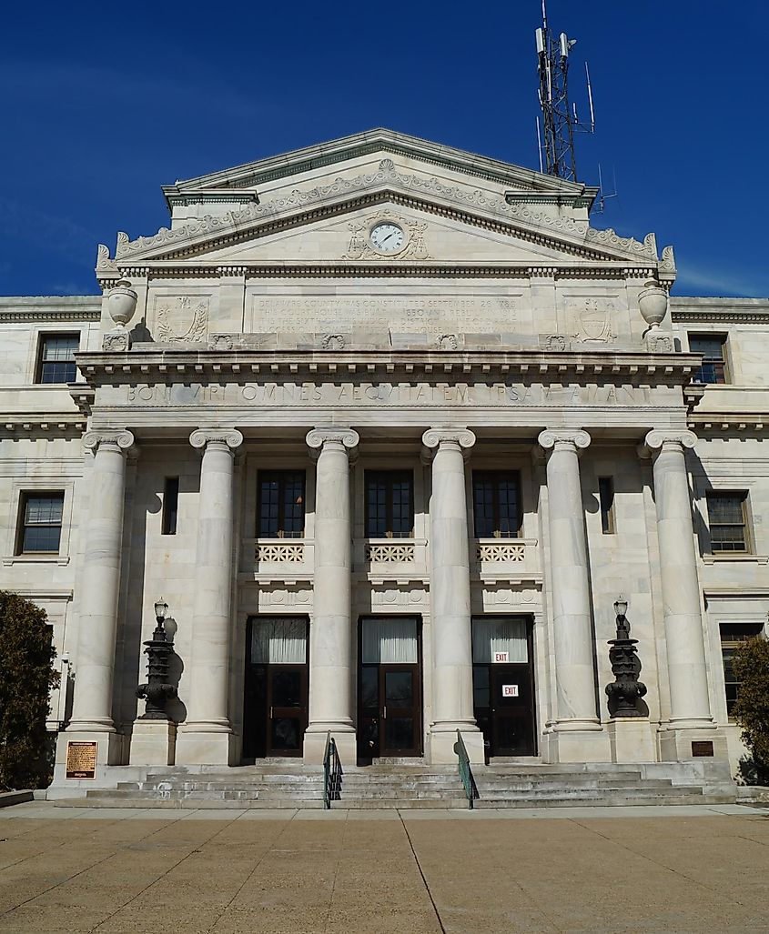 The Delaware County Courthouse is a U.S. historical landmark site in Media, Pennsylvania. Editorial credit: ThreeRivers11 / Shutterstock.com