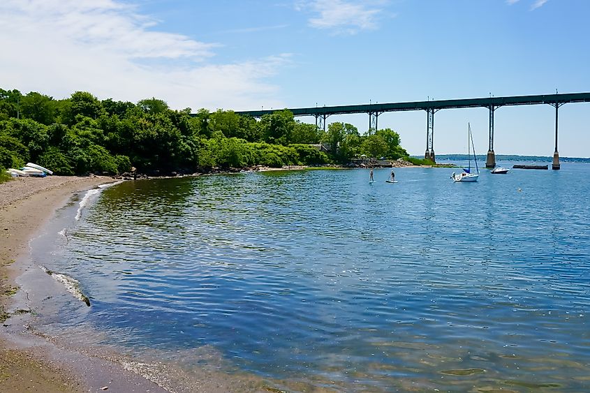 Scenic view of Mt. Hope Bay in Bristol, Rhode Island, USA.
