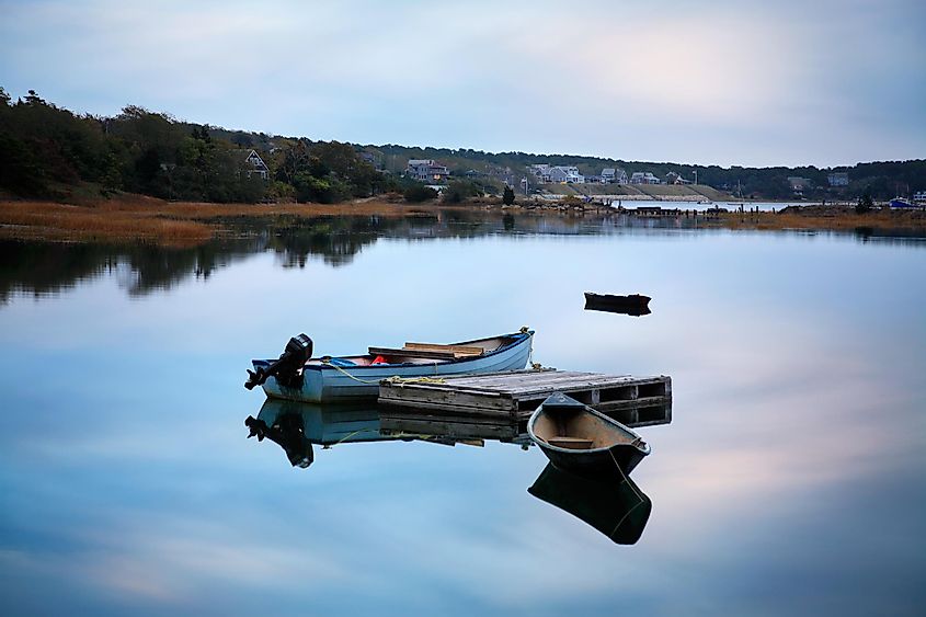 Small boats in repose, Wellfleet, Cape Cod, Massachusetts.