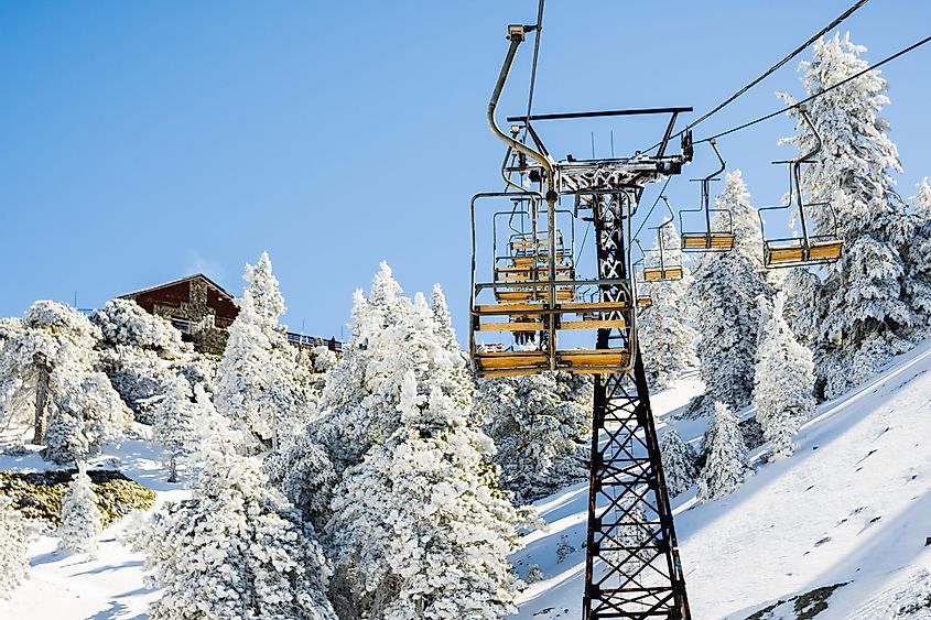Mount Baldy (Mt San Antonio) ski lift on a sunny day
