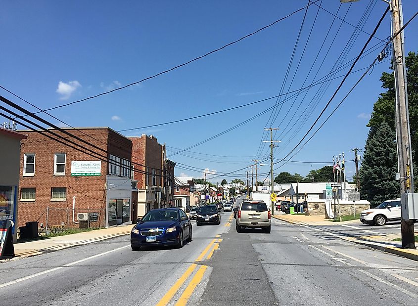 Northbound on Main Street in Hampstead