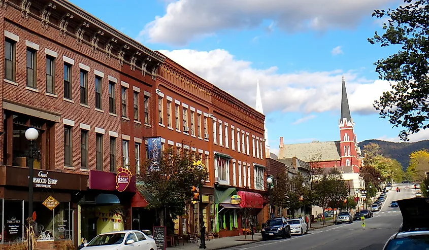 Streetscape of Center Street in downtown Rutland