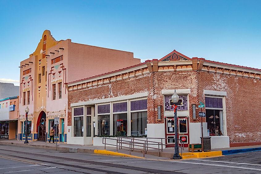 Old historic building in ghost town of Silver City in New Mexico