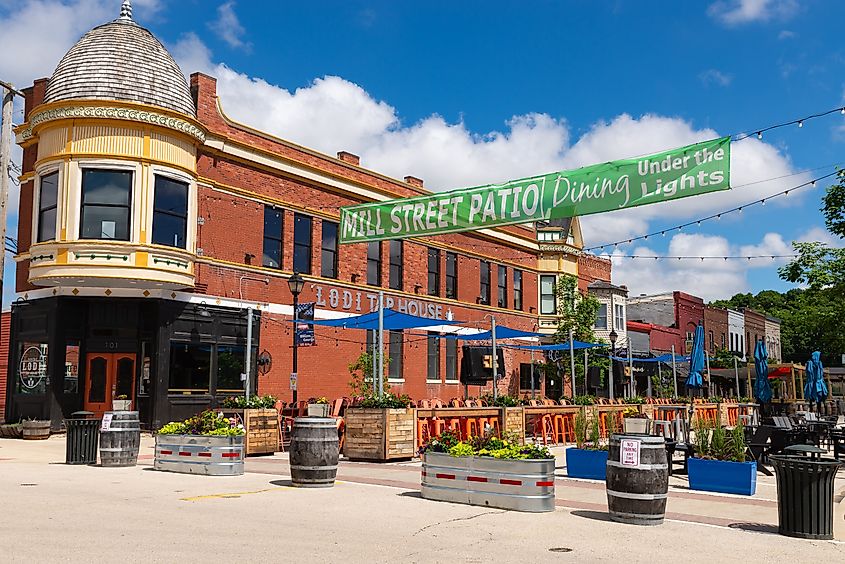 Mill Street in Downtown North Utica on a beautiful sunny morning. Editorial credit: Eddie J. Rodriquez / Shutterstock.com