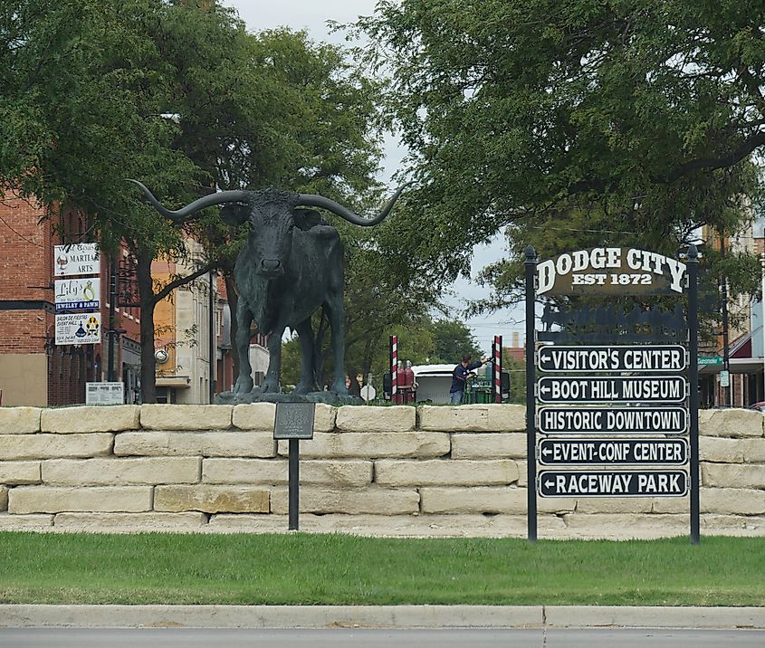 The El Capitan Longhorn Statue in Dodge City, Kansas