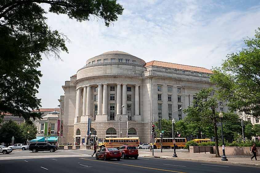 The Ronald Reagan Building and International Trade Center in downtown Washington, DC. Via Shutterstock / Tada Images
