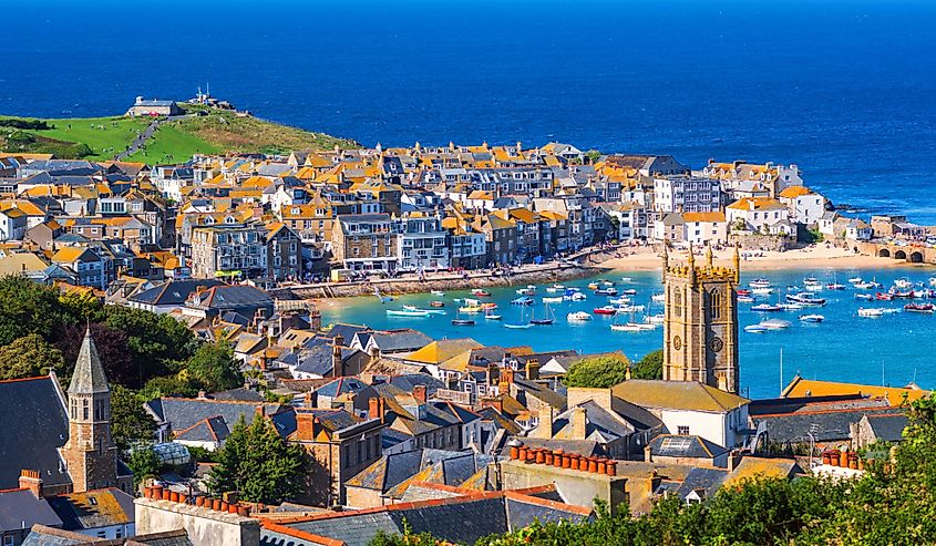 Picturesque St Ives, a popular seaside town and port in Cornwall, England