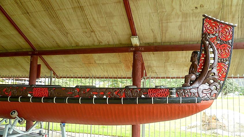 Traditional Maori canoe in New Zealand