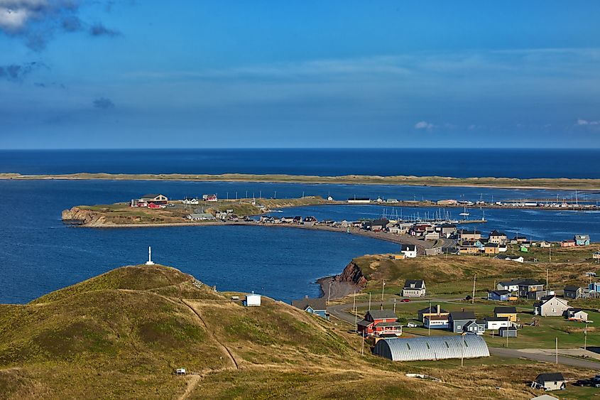 View of rugged cost line of Havre Aubert in magdalen island in Quebec, Canada