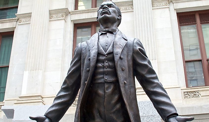 The first statue of an African-American, civil rights activist and educator Octavius V. Catto was erected outside City Hall in Philadelphia, Pennsylvania