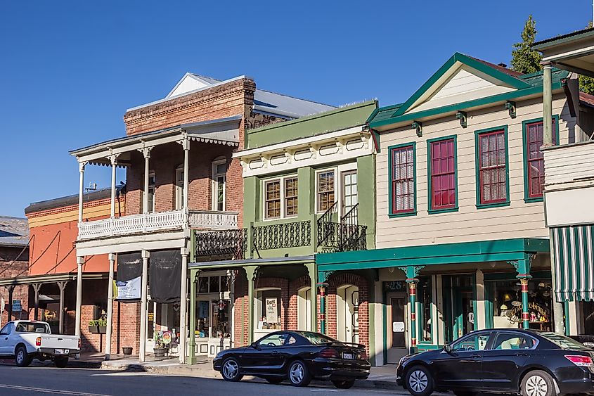 Historical buildings in downtown Sutter Creek, California.