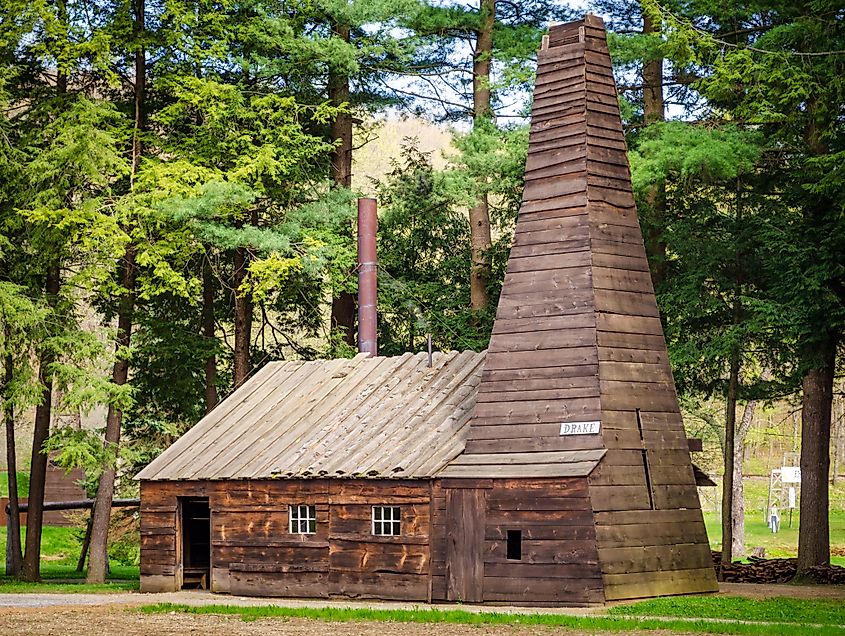 The Drake Well Museum and Park just outside Titusville, Pennsylvania.
