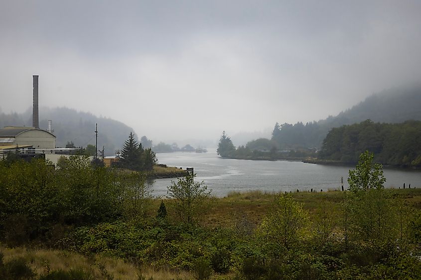 Willapa river at dawn in Raymond, Washington.