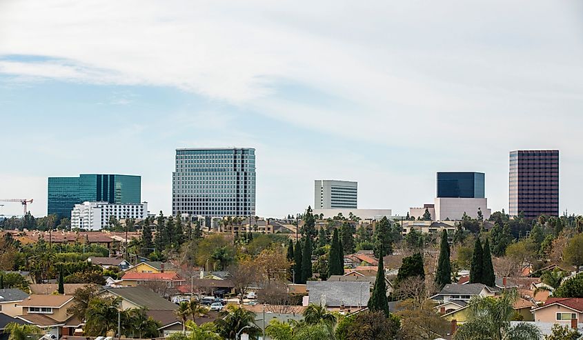 Day time view of the downtown skyline of Costa Mesa, California
