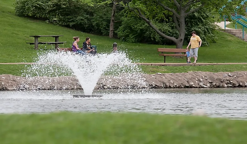 Families near park in Ballwin, Missouri.