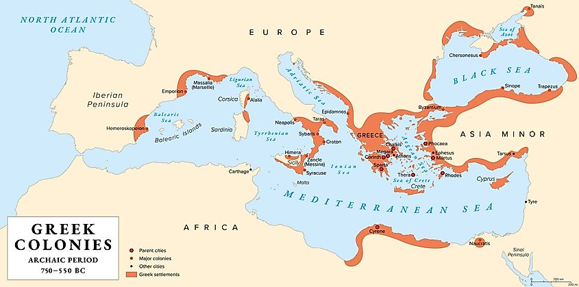 Ancient Greek colonies and parent cities. (Credit: Peter Hermes Furian via Shutterstock)