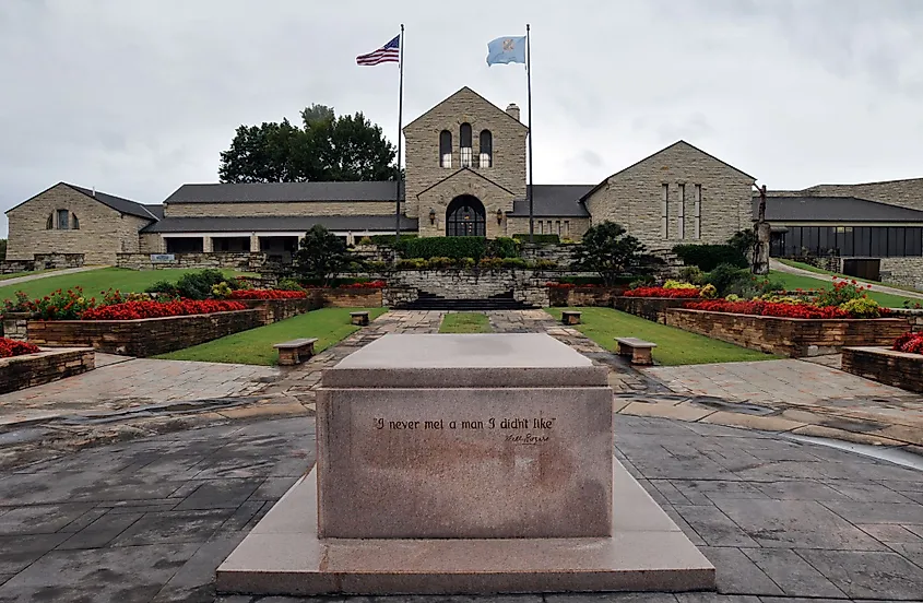 The tomb of American entertainer and writer Will Rogers at the Will Rogers Memorial Museum in Claremore, Oklahoma