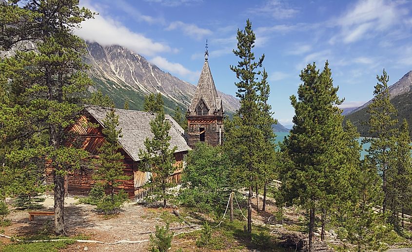 A Gold Rush-era church at Bennett, British Columbia, on the route to the Klondike.