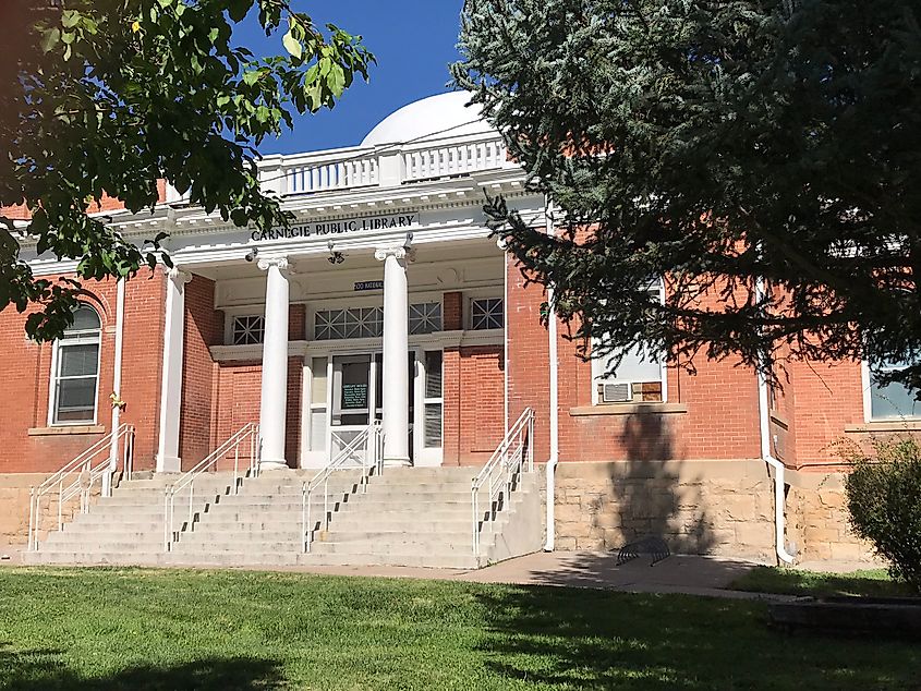 Front view of Carnegie Library in Las Vegas, New Mexico.