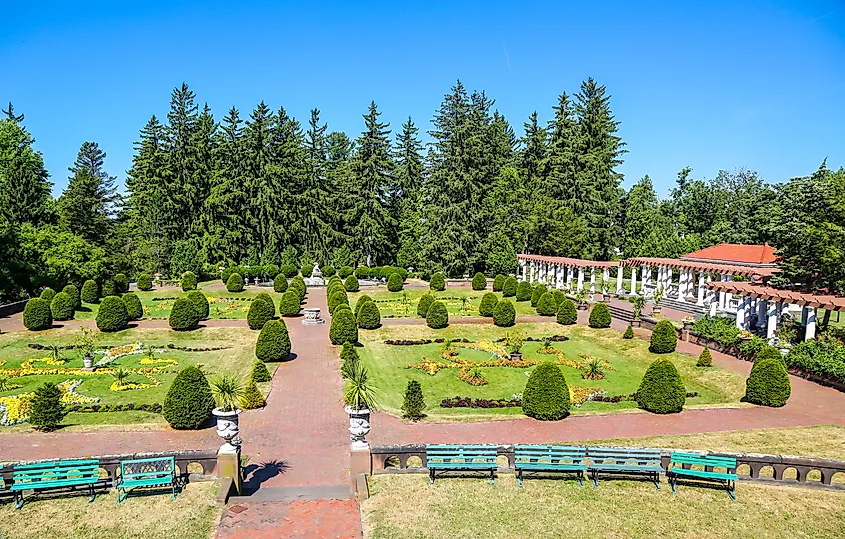 The Italian Garden at the Sonnenberg Gardens and Mansion State Historic Park in Finger Lakes Region, New York
