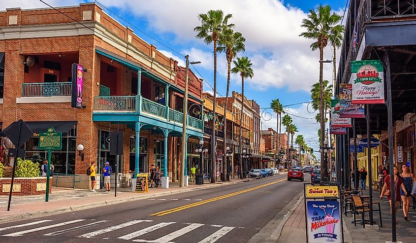 Famous 7th Avenue in the Historic Ybor City, now designated as a National Historic Landmark District.