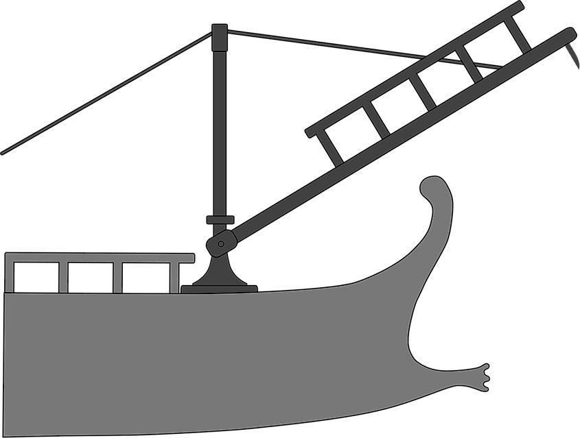 Boarding-bridge diagram of the ancient corvus