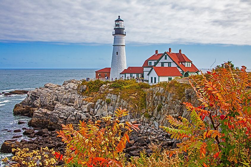 Atlantic Portland Head Lighthouse in Cape Elizabeth, Maine.