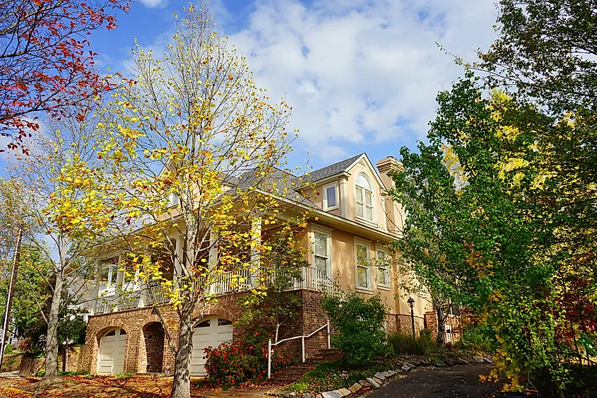 Beautiful fall foliage in downtown Oxford, Mississippi