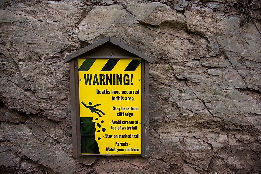 Warning Sign on Kaaterskill Falls, New York