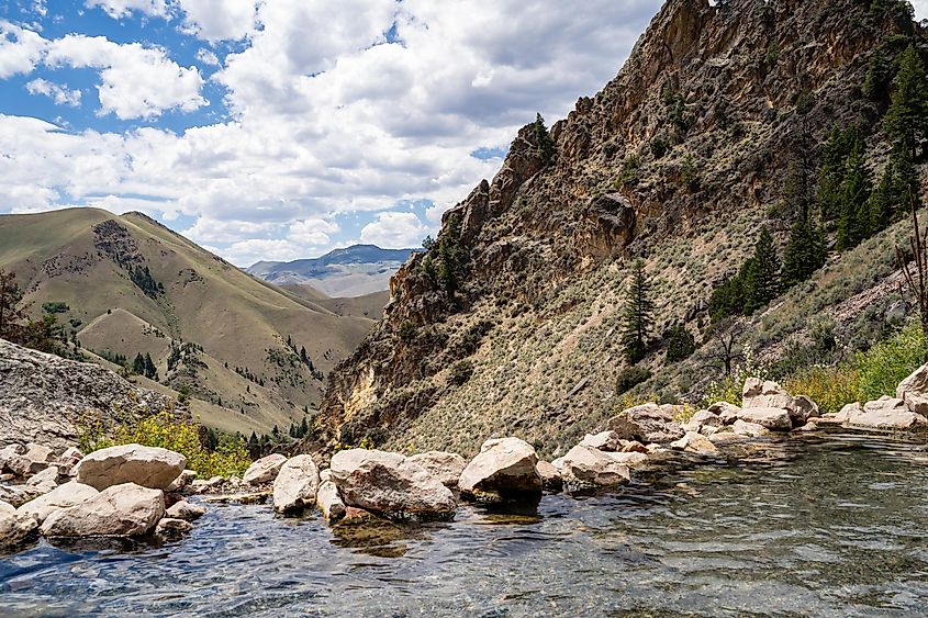 Goldbug Hot Springs in Idaho, in the Salmon-Challis National Forest on a summer day