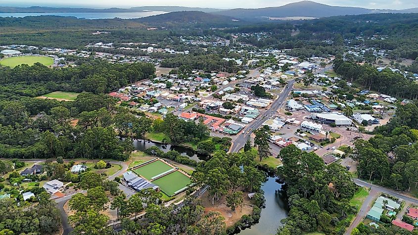 Aerial view of Denmark in Western Australia’s Great Southern region