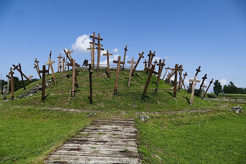 Muhi battle memorial in Eastern Hungary: the Mongols led by Batu Khan decisively defeated the forces of King Bela IV in 1241.