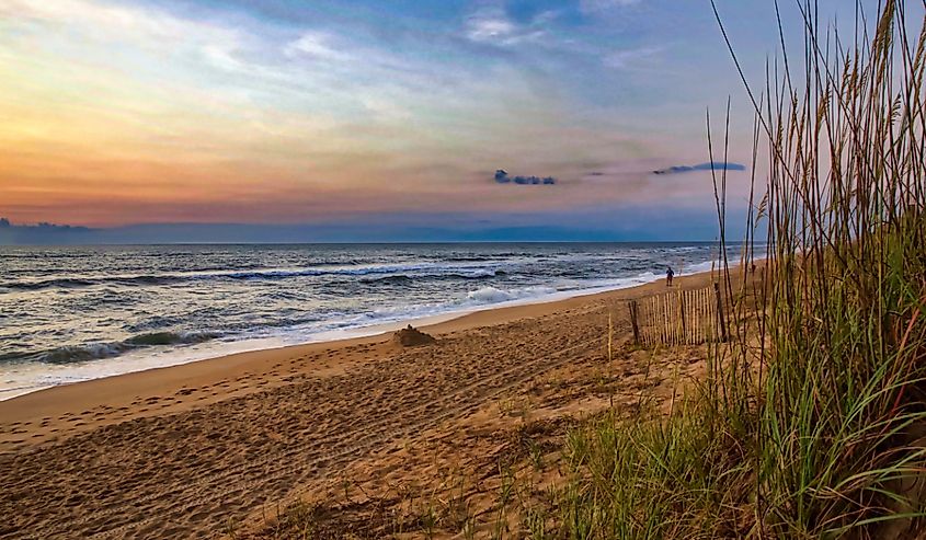 Colorful sunrise on a North Carolina beach in Duck.