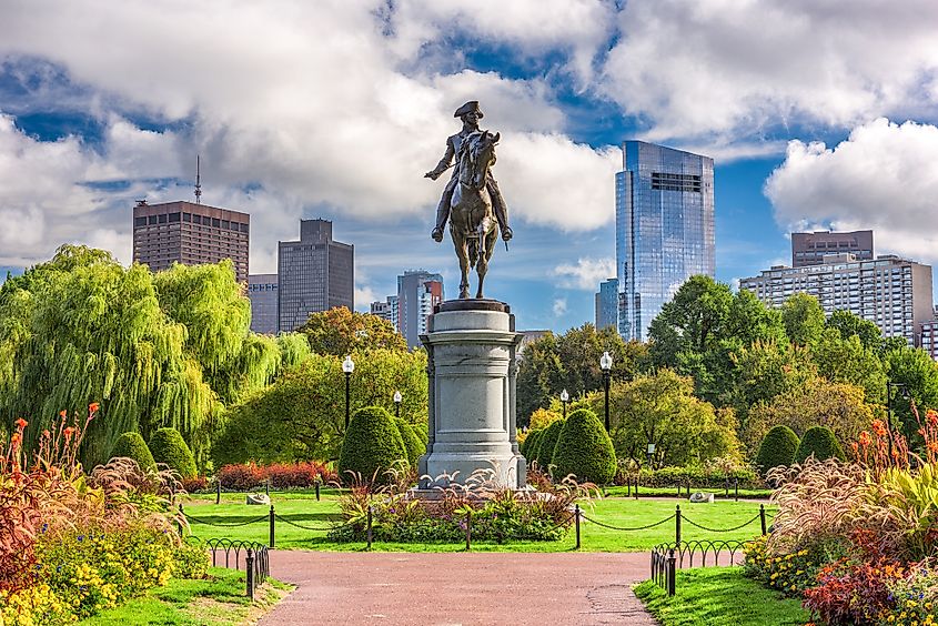 George Washington Monument at Public Garden in Boston, Massachusetts.