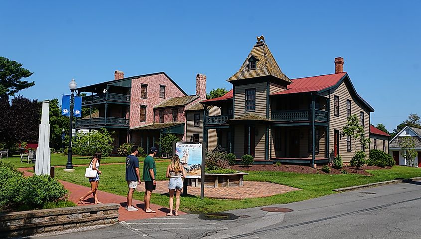 Visitors touring historic St. Michaels, Maryland.