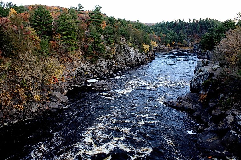 The St. Croix River flowing near Taylors Falls, Minnesota.