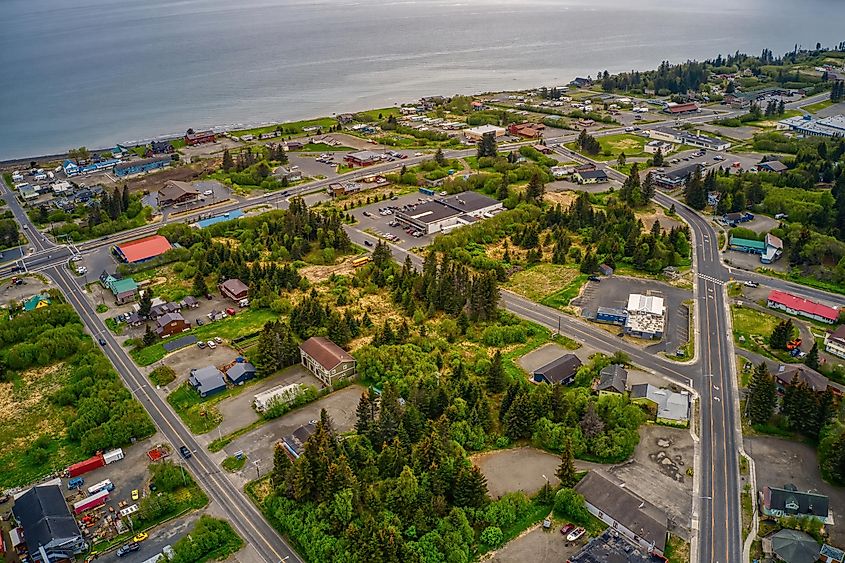 Aerial View of Homer, Alaska during Summer