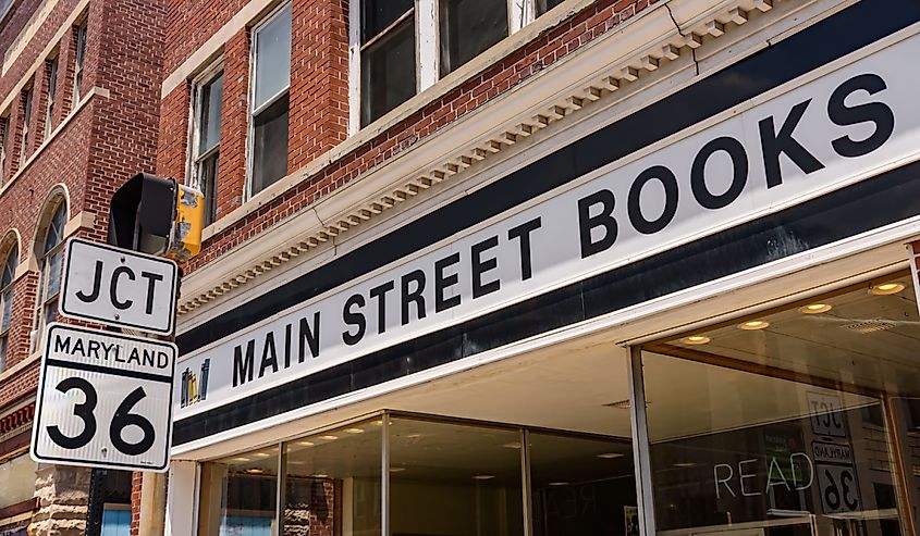 Historic main street in Frostburg, Maryland.