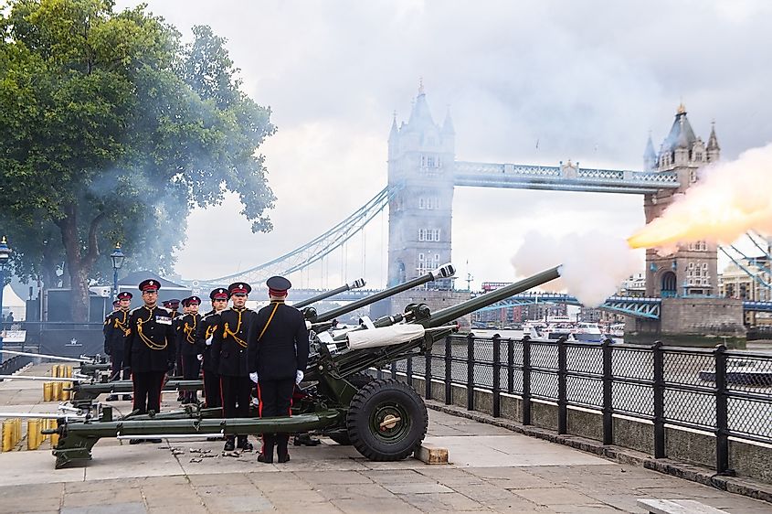 96-round Gun Salute is Fired at the Tower of London