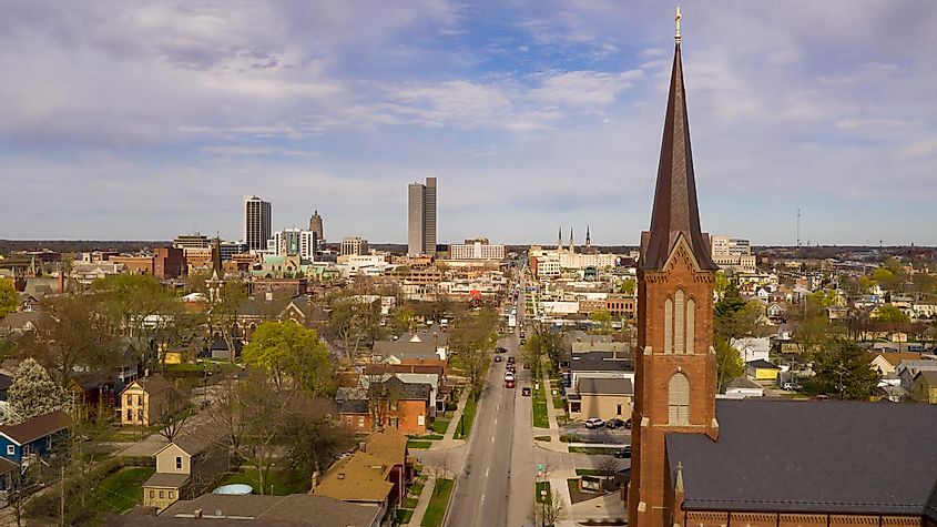 The cityscape of Fort Wayne, Indiana.