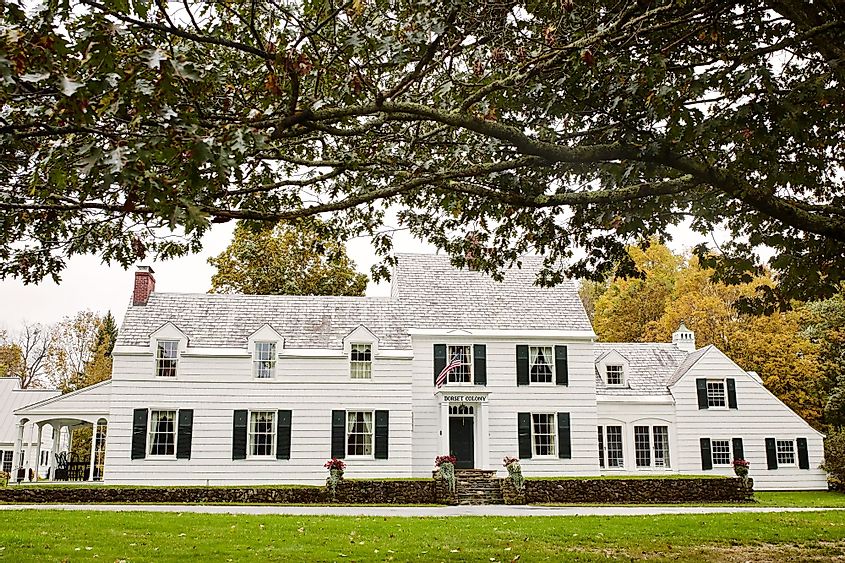 Exterior of the Dorset Colony House in Dorset, Vermont