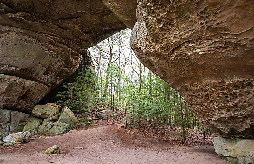 Twin Arches, Natural Rock Arch at Big South Fork National River and Recreation Area, in Tennessee.