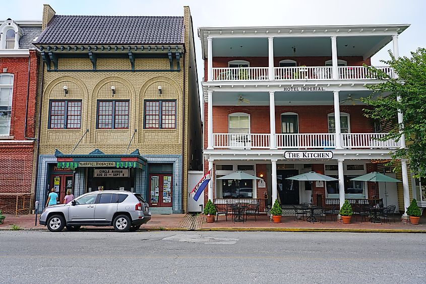 View of the historic town of Chestertown, Maryland, United States, seat of Kent County in the Chesapeake Bay. 