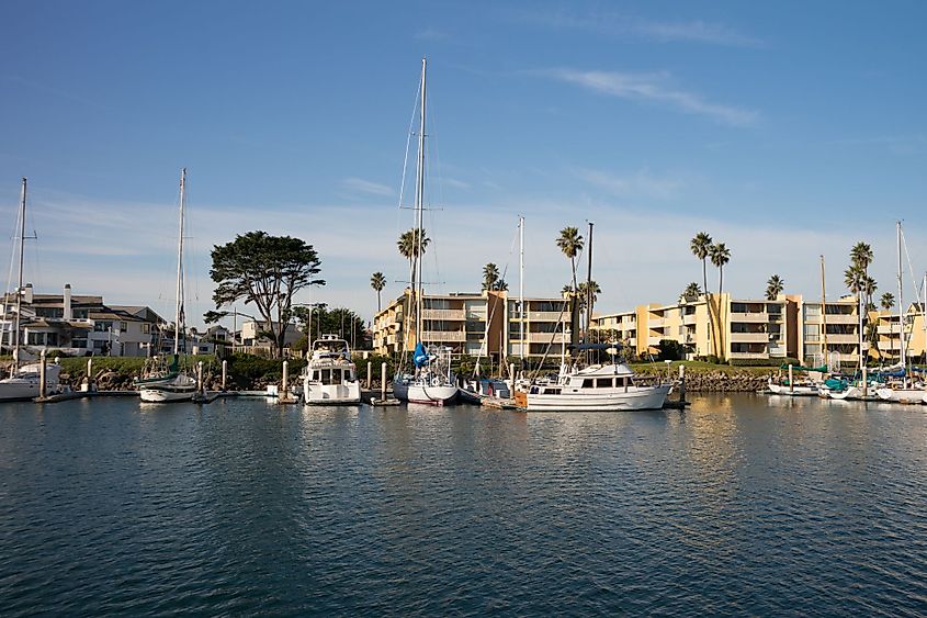 Boats at Channel Islands marina in Oxnard, California