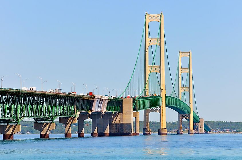 Traffic on the Mackinac Bridge.