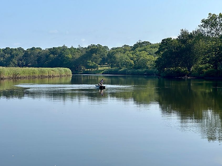 A boat on the river in Old Lyme, Connecticut.