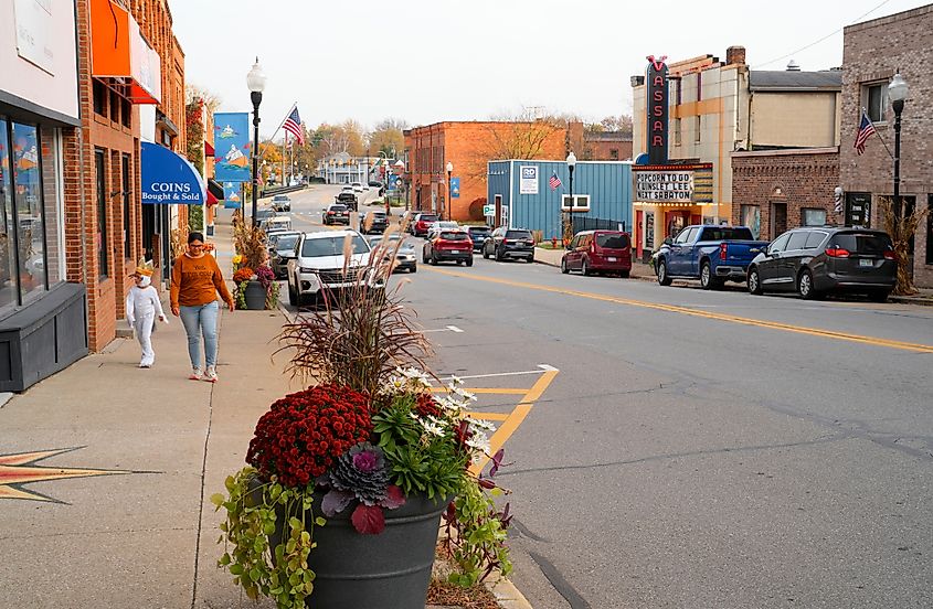 View of the downtown area in Vassar, Michigan.