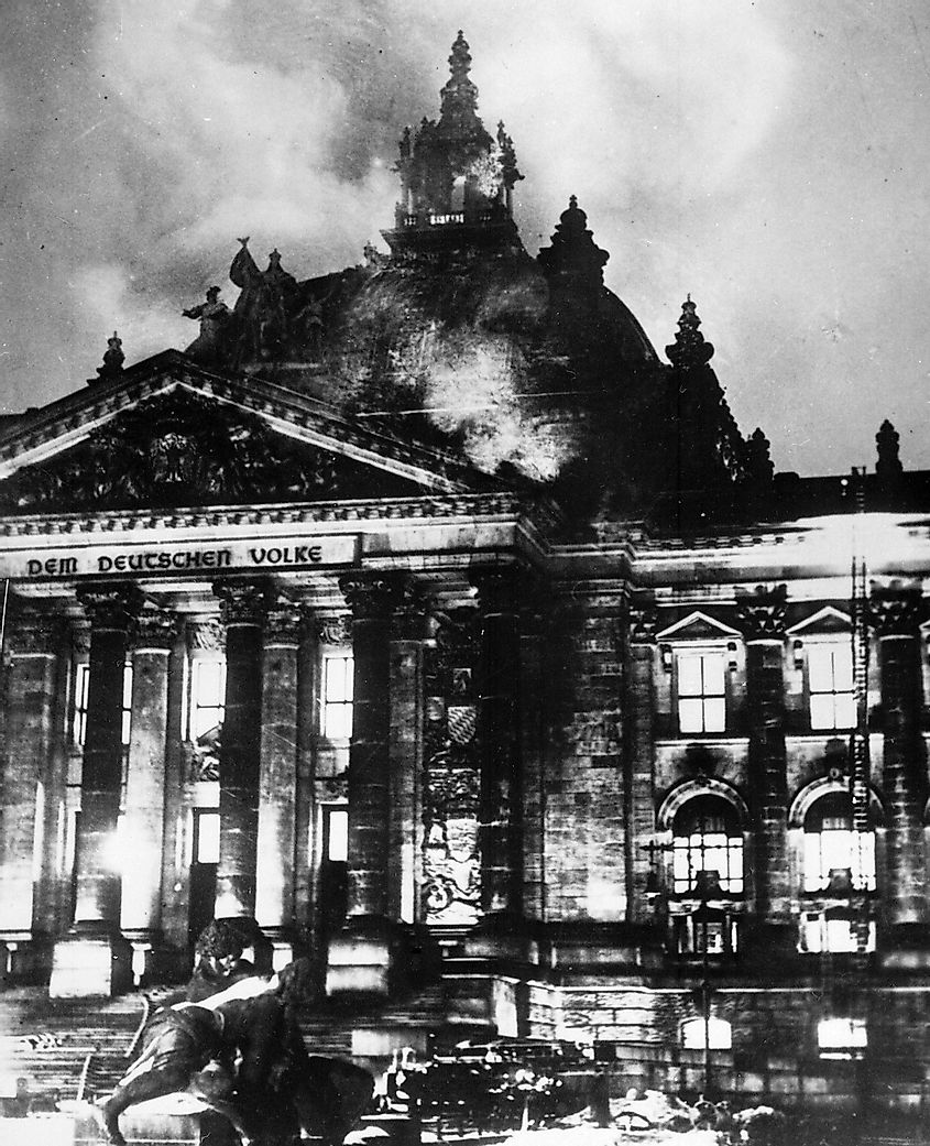 The Reichstag building on fire